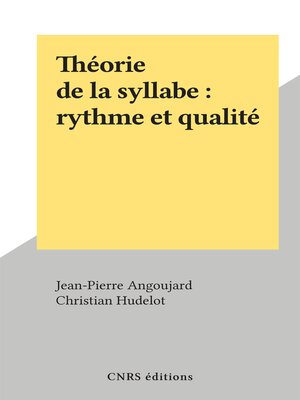 cover image of Théorie de la syllabe